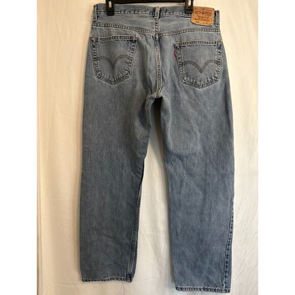 Levis 505 Straight Leg 36x32 Blue Jeans Mild Distress Denim 90s VINTAGE - Picture 10 of 13